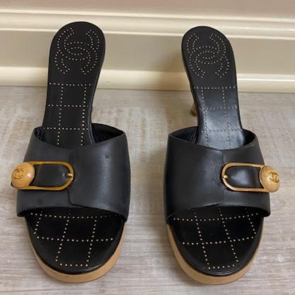 Chanel Leather Platform Sandals